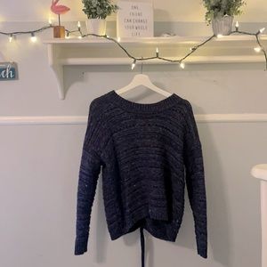 Blue Knitted Sweater w/ Braided Back